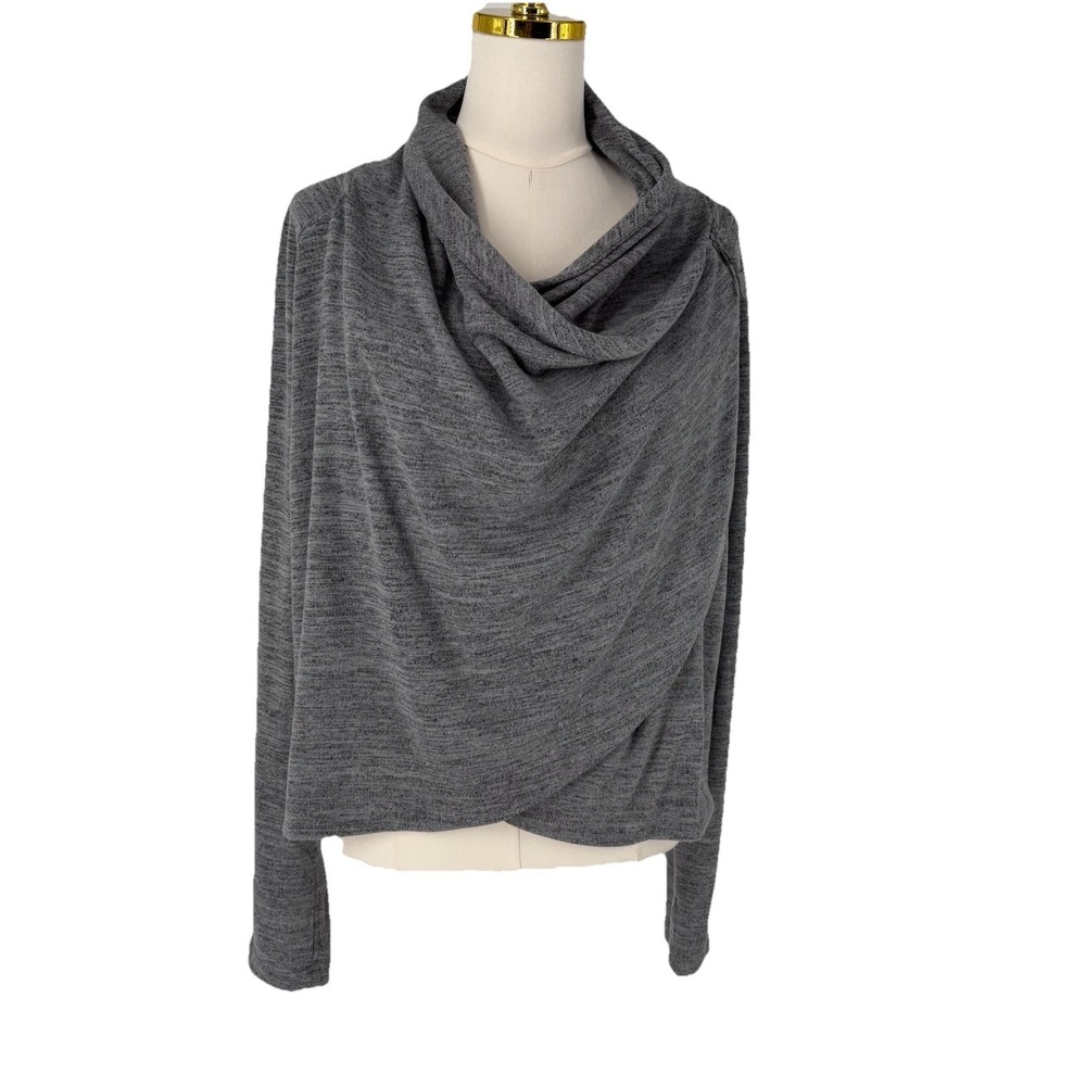 Levelwear Verve Womens Asymmetrical Wrap Jacket‎ Size L Heather Gray Athleisure